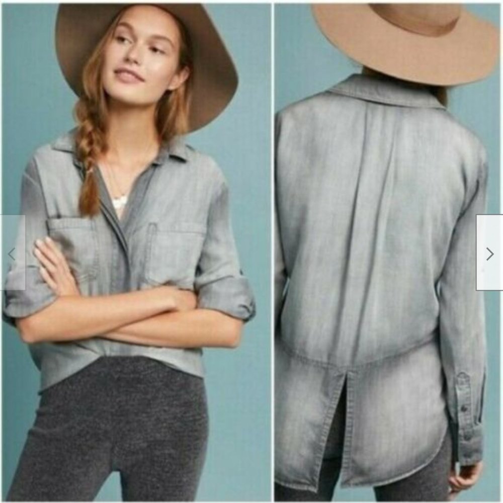 Cloth & Stone Gray Button Down Long Sleeve Shirt - Anthropologie